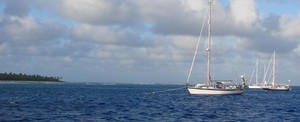 Coconut Milk Run boats moored at Palmerston Atoll © BW Media